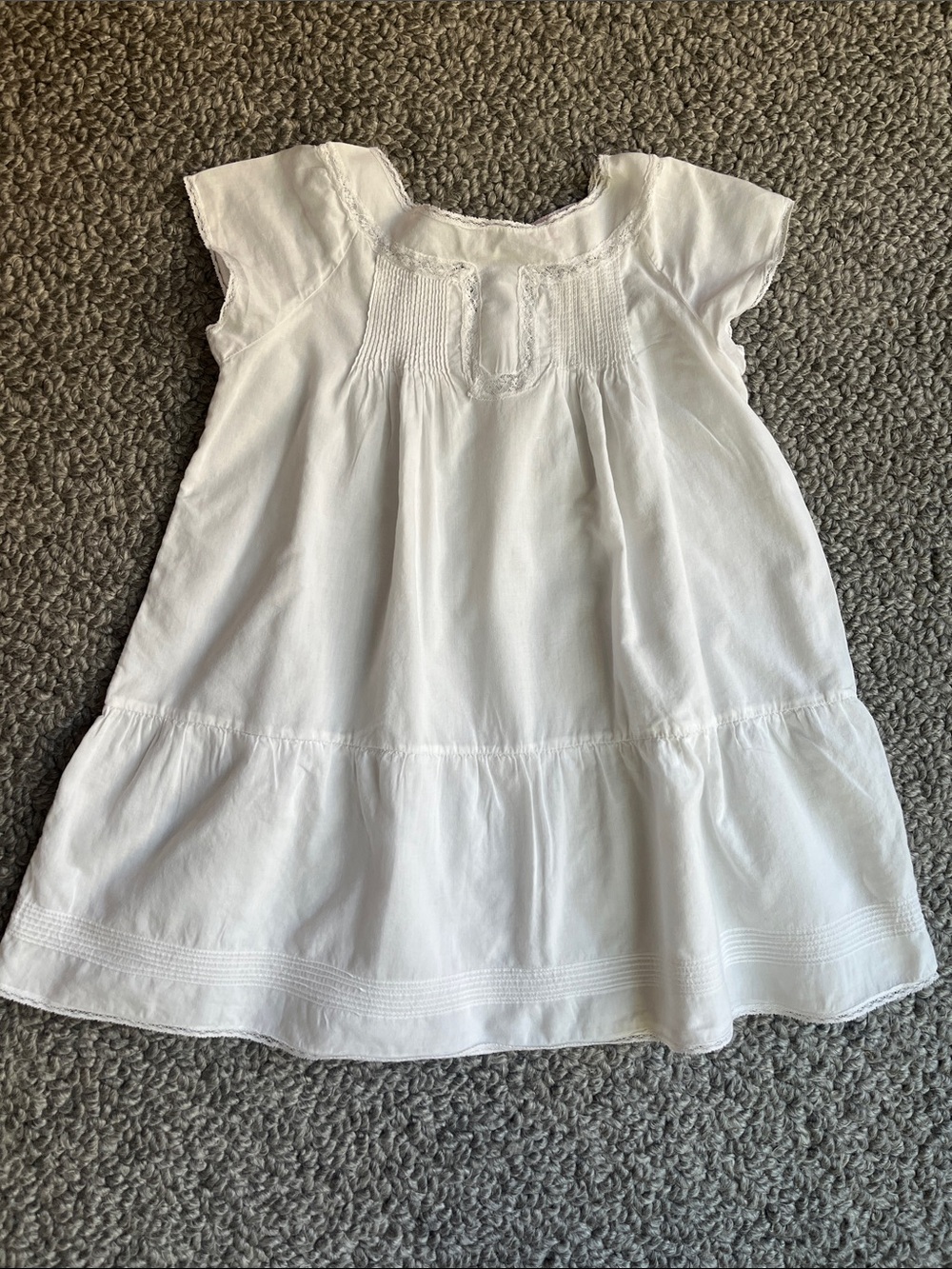 Bonpoint White Cotton Smocked Tunic Dress